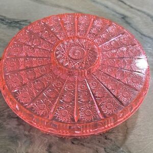 Pink retro plastic candy tray with lid vintage